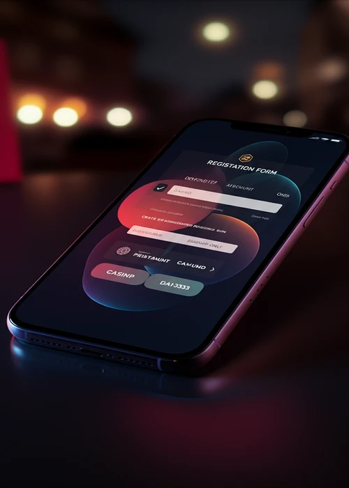 Gebruikersinterface van Impressario Casino registratieformulier met voorbeeldgegevens en beveiligingspictogrammen